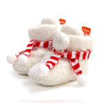 Botinha Bebê Natalina Cachecol com Pompons Branco - Boutique Baby Kids 