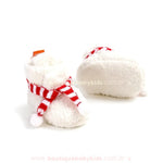 Botinha Bebê Natalina Cachecol com Pompons Branco - Boutique Baby Kids 