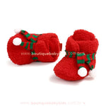 Botinha Bebê Natalina Cachecol com Pompons Vermelho - Boutique Baby Kids 