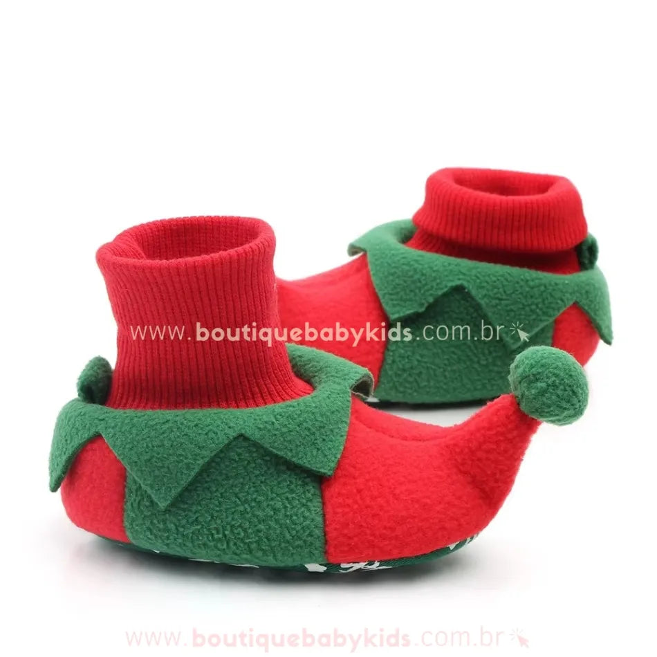 Botinha Bebê Temática Elfo Natalino - Boutique Baby Kids