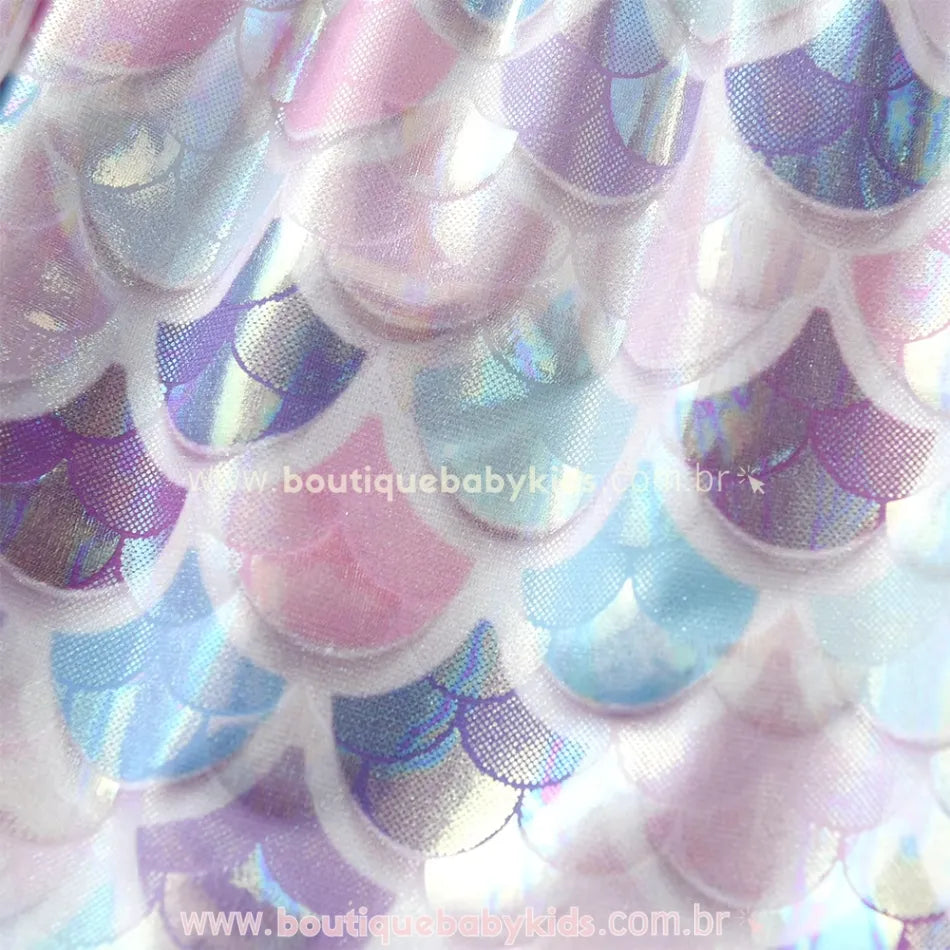 Calça Infantil Legging Escamas de Sereia Holográfica