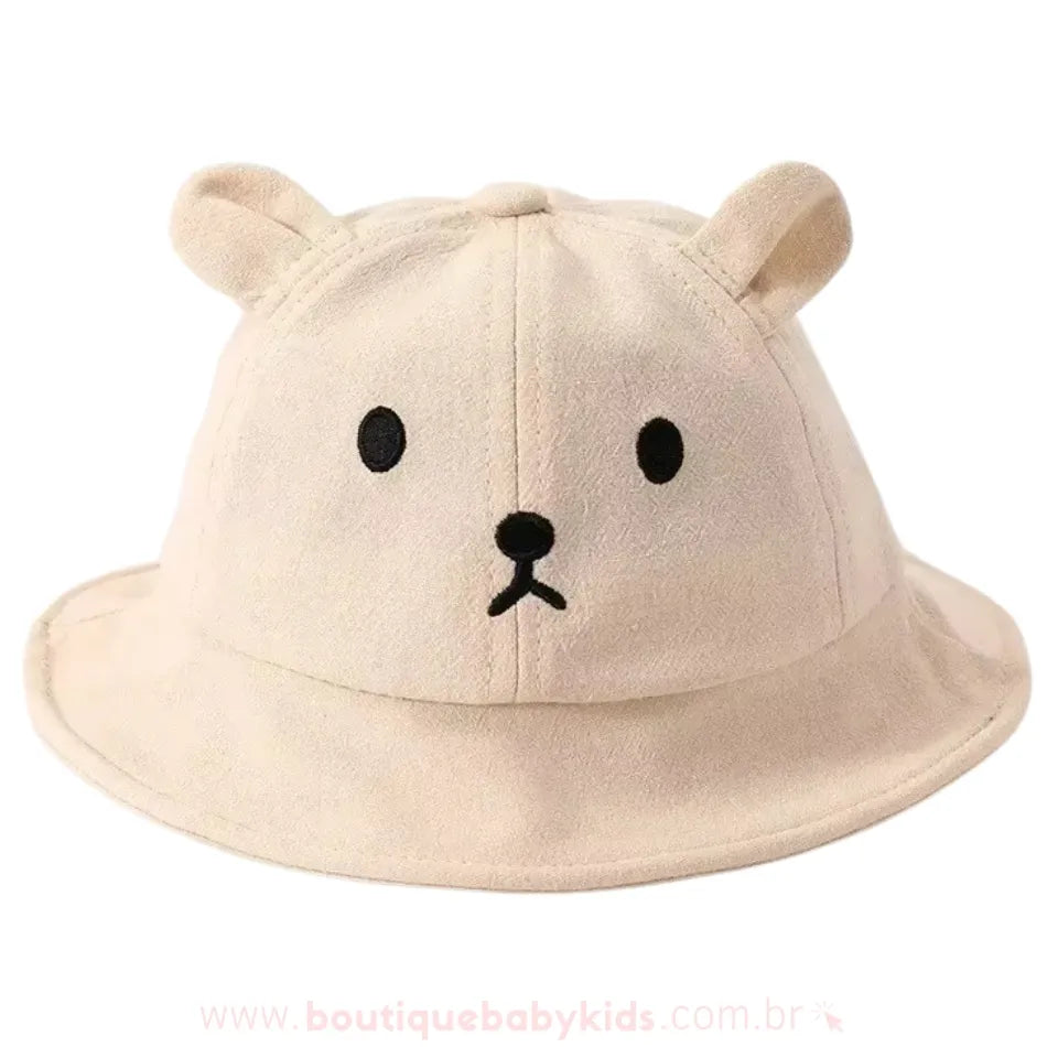 Chapéu de Praia Bebê Ursinho Aconchego Proteção Solar Bege - Boutique Baby Kids