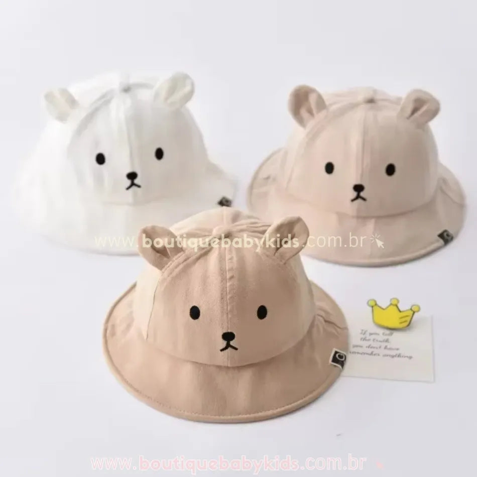 Chapéu de Praia Bebê Ursinho Aconchego Proteção Solar - Boutique Baby Kids