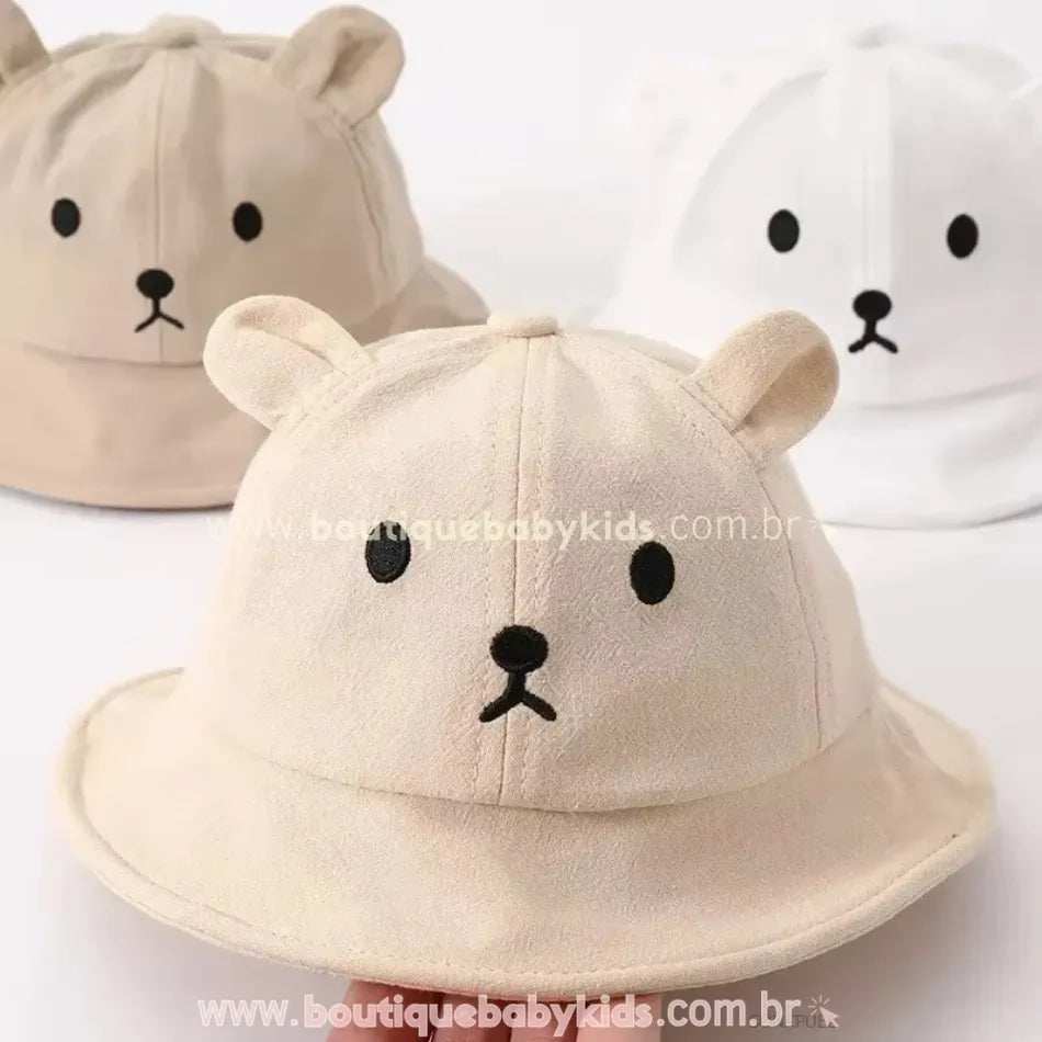 Chapéu de Praia Bebê Ursinho Aconchego Proteção Solar - Boutique Baby Kids