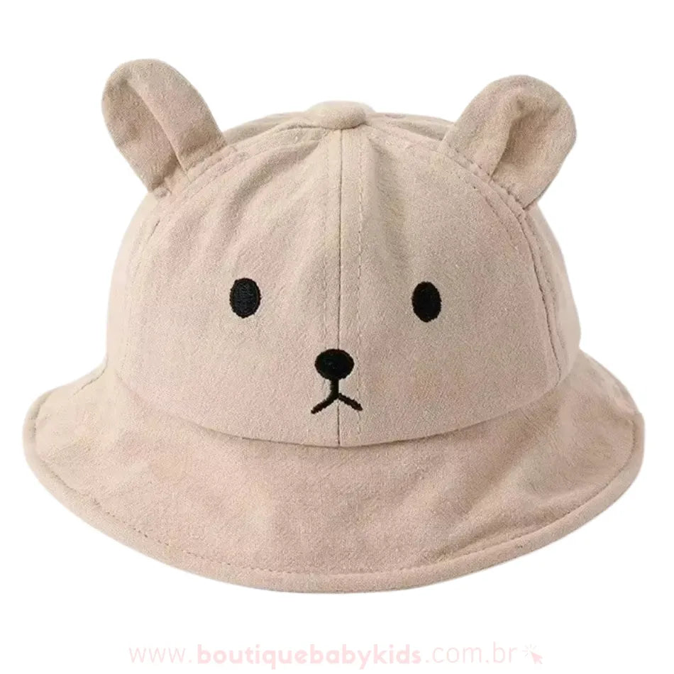 Chapéu de Praia Bebê Ursinho Aconchego Proteção Solar Caqui - Boutique Baby Kids