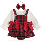 Conjunto Bebê Estampa Xadrez Body Salopete e Faixa - Boutique Baby Kids