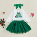 Conjunto Bebê Temático Árvore de Natal com Body Saia e Faixa - Boutique Baby Kids