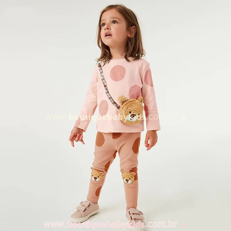 Conjunto Infantil Blusa e Calça Ursinha Rosa - Boutique Baby Kids