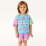 Conjunto Infantil Camiseta e Short Estampa Flores Colorido - Boutique Baby Kids