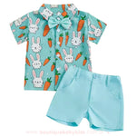 Conjunto Infantil Temático Páscoa Coelhinho Charmoso Azul - Boutique Baby Kids