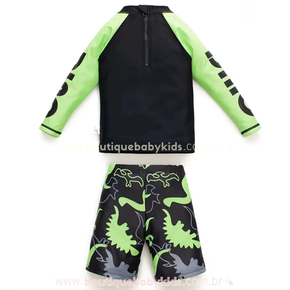 Conjunto de Praia Dinossauro Neon com Touca