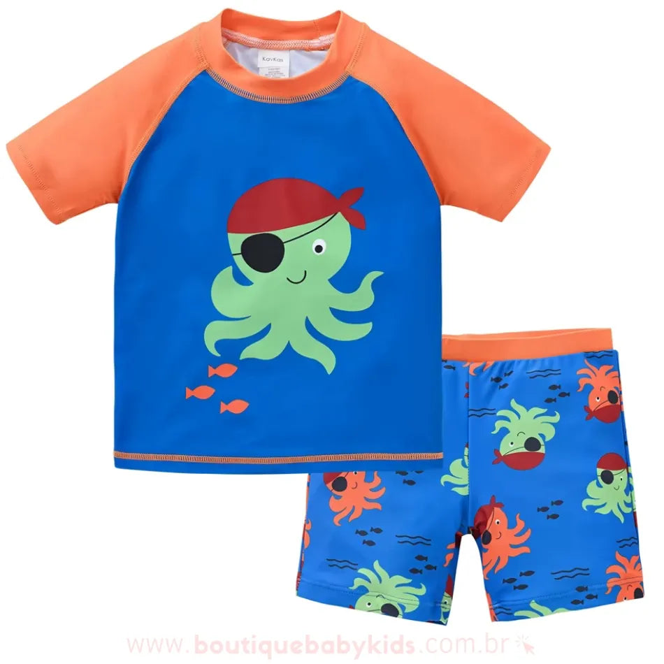 Conjunto de Praia Infantil Polvo Pirata