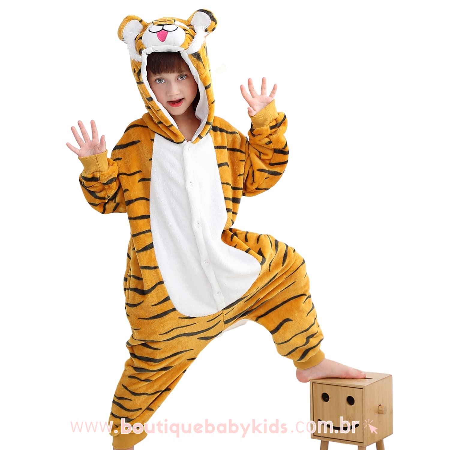 Macacão Pijama Infantil Fantasia Tigre - Boutique Baby Kids