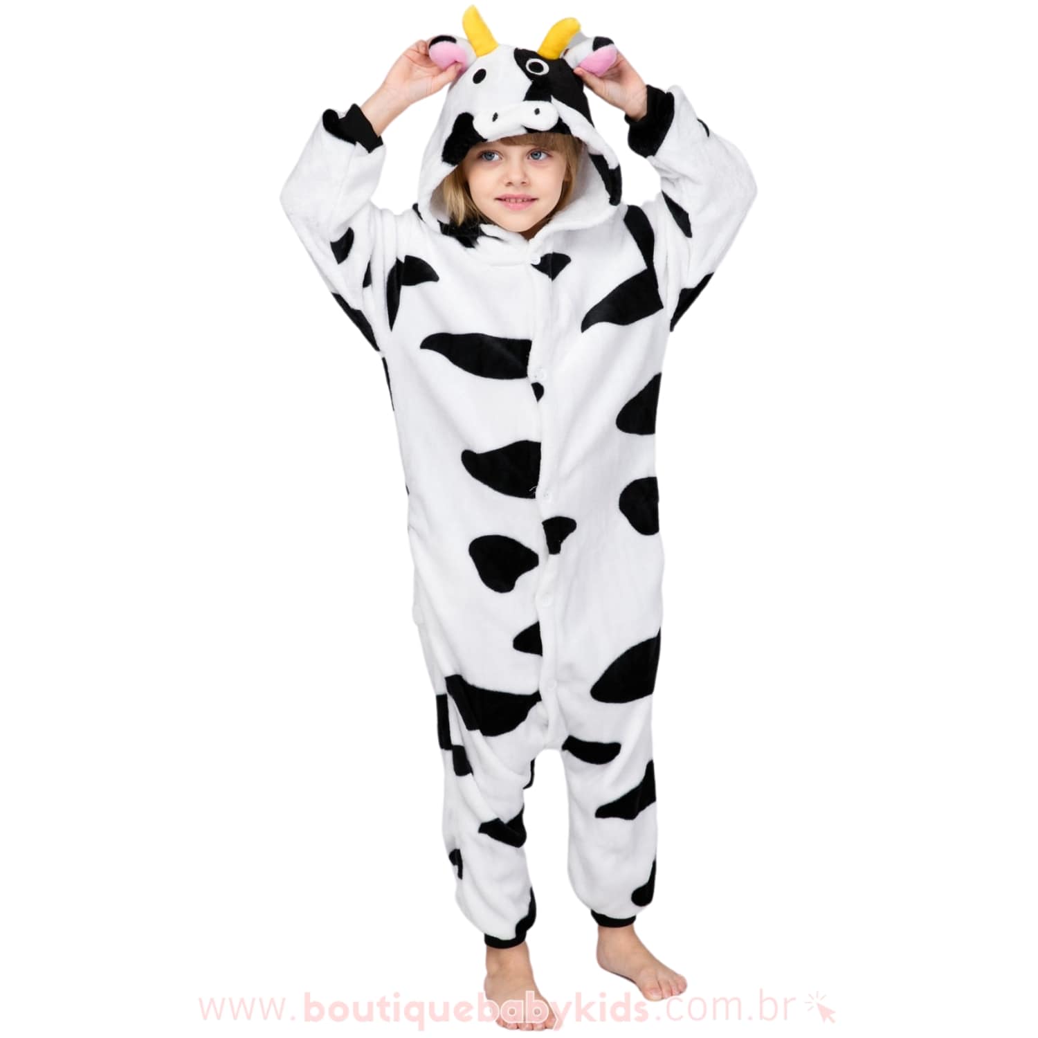 Macacão Pijama Infantil Fantasia Bichinho Vaquinha - Boutique Baby Kids