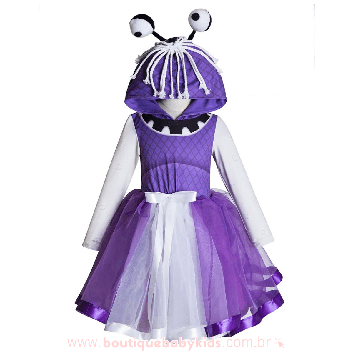 Vestido Infantil Fantasia Boo Monstros S.A Roxo - Boutique Baby Kids 