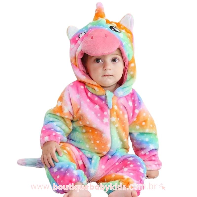 Macacão Bebê Fantasia Unicórnio Colorido - Boutique Baby Kids