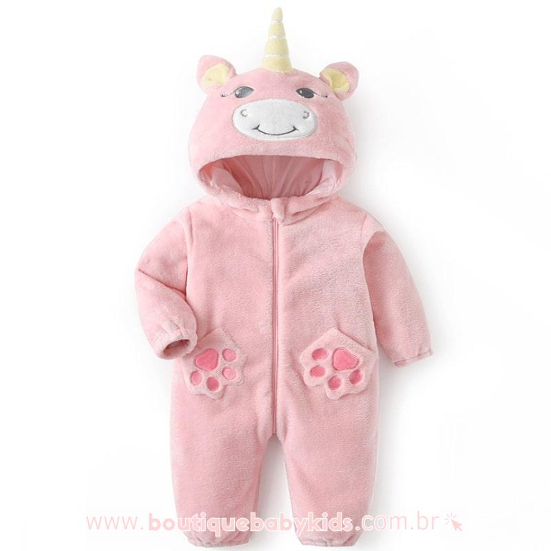 Macacão Bebê Fantasia Unicórnio Rosa - Boutique Baby Kids