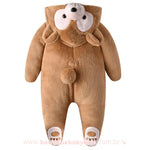 Macacão Bebê Inverno Fantasia Ursinho Bege com Capuz - Boutique Baby Kids
