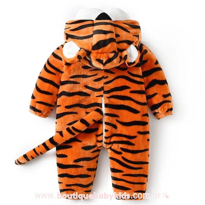 Macacão Bebê Fantasia Bichinho Tigre Laranja com Botinha - Boutique Baby Kids