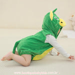 Body Bebê Fantasia Bichinho Dinossauro Verde - Boutique Baby Kids