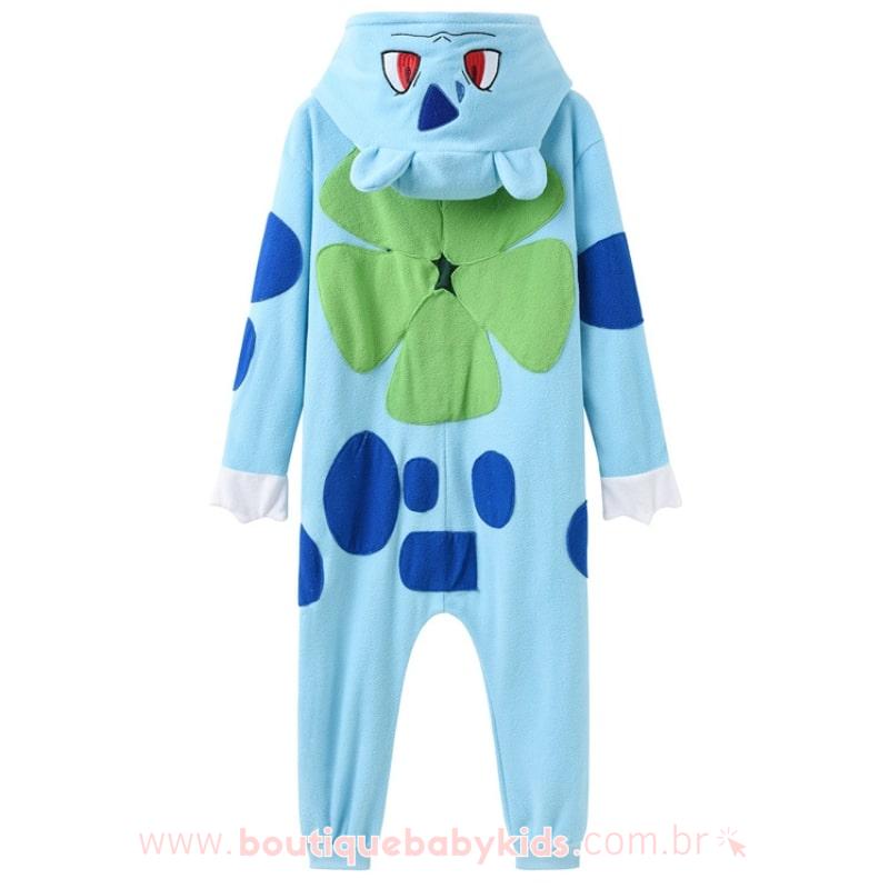 Macacão Pijama Infantil Fantasia Pokémon Bulbasaur Azul - Boutique Baby Kids