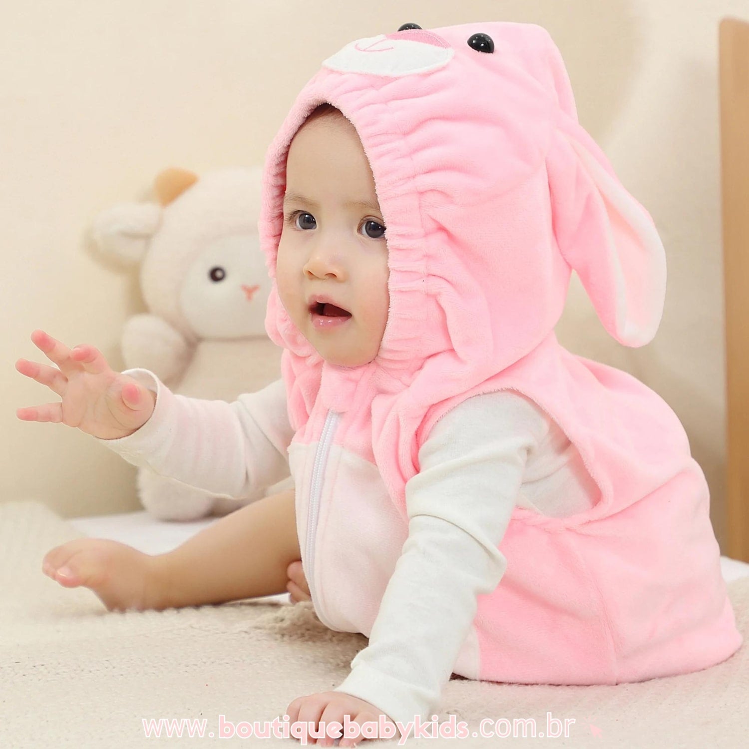 Body Bebê Fantasia Bichinho Coelhinha Rosa - Boutique Baby Kids