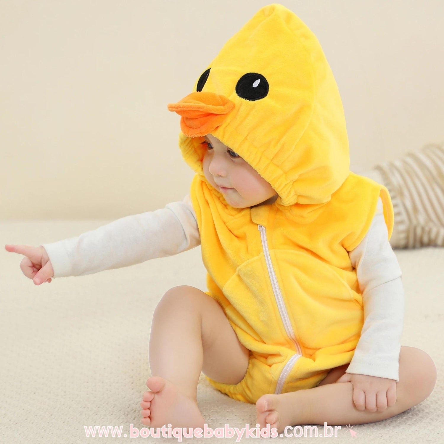Body Bebê Fantasia Bichinho Patinho Amarelo - Boutique Baby Kids