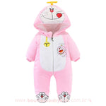 Macacão Bebê Fantasia Doraemon Forrado com Pezinho Rosa - Boutique Baby Kids