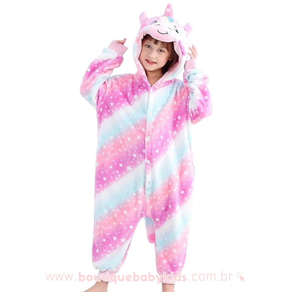 Macacão Pijama Infantil Fantasia Unicórnio Estrelado Multicor -  Boutique Baby Kids