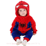 Macacão Bebê Fantasia Inverno Homem Aranha Vermelho - Boutique Baby Kids