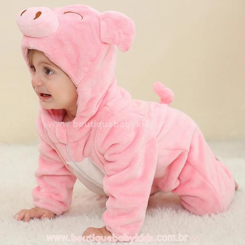 Macacão Bebê Fantasia Bichinho Porquinha Rosa - Boutique Baby Kids