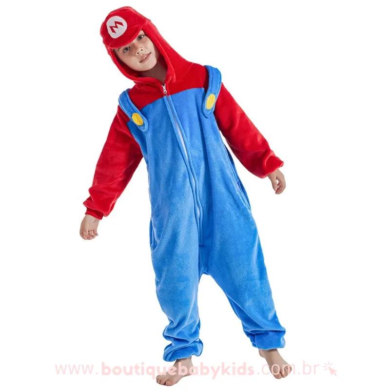 Macacão Pijama Infantil Fantasia Mario Bros - Boutique Baby Kids