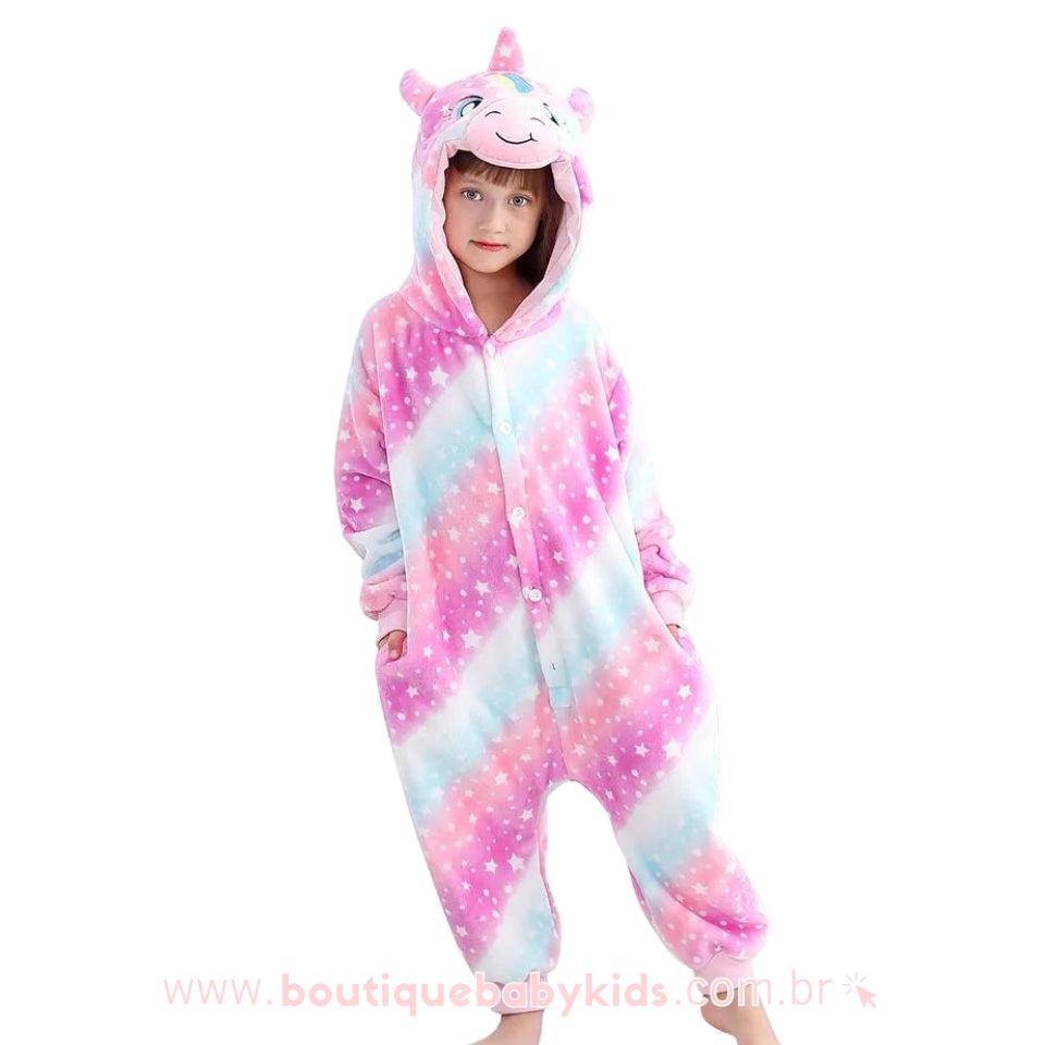 Macacão Pijama Infantil Fantasia Unicórnio Estrelado Multicor -  Boutique Baby Kids