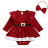 Vestido Bebê Fantasia de Natal Veludo Mamãe Noel com Faixa - Boutique Baby Kids 
