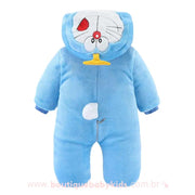 Macacão Bebê Fantasia Doraemon Forrado com Pezinho Azul - Boutique Baby Kids