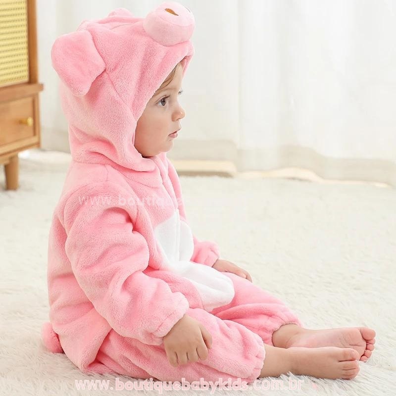 Macacão Bebê Fantasia Bichinho Porquinha Rosa - Boutique Baby Kids