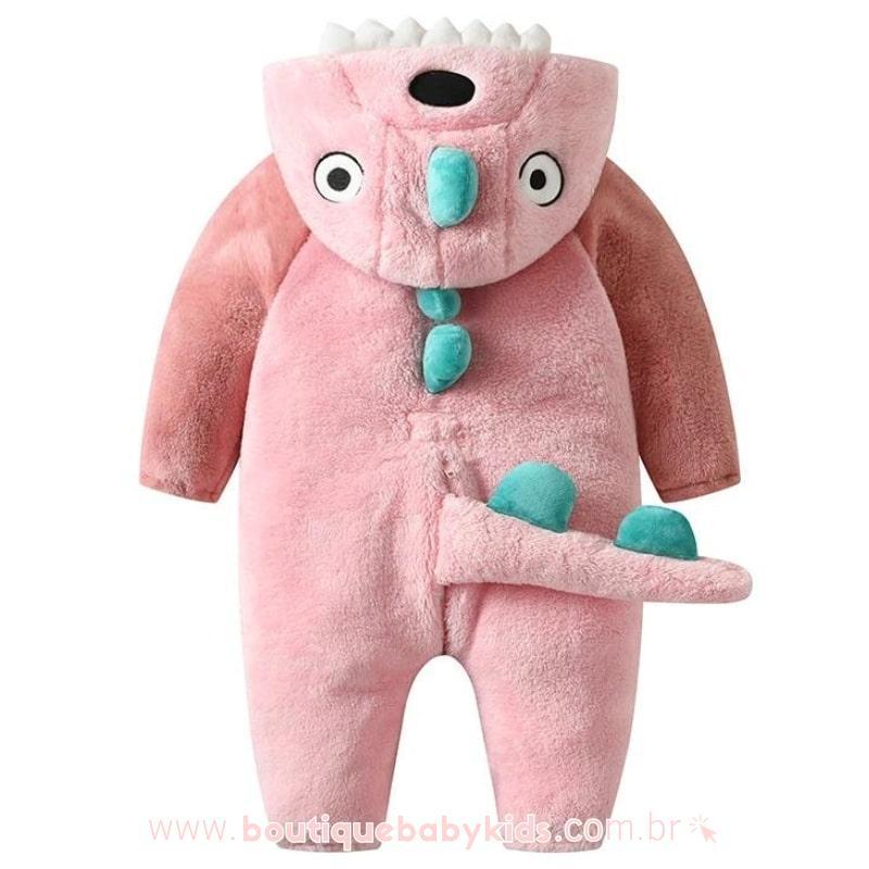 Macacão Bebê Fantasia Bichinho Dinossaura Rosa - Boutique Baby Kids 