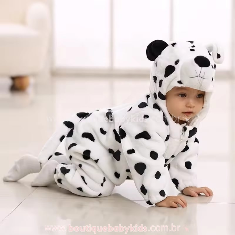 Macacão Bebê Fantasia Bichinho Cachorro Dálmata - Boutique Baby Kids
