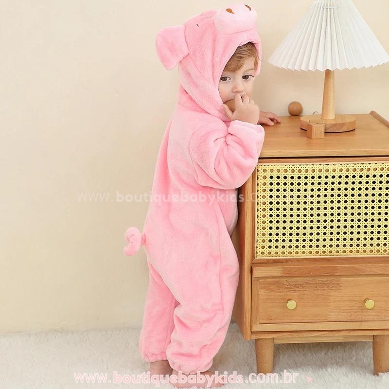Macacão Bebê Fantasia Bichinho Porquinha Rosa - Boutique Baby Kids