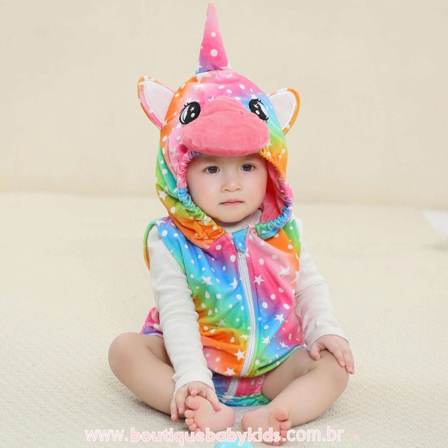 Body Bebê Fantasia Bichinho Unicórnio Colorido - Boutique Baby Kids