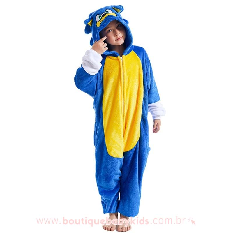 Fantasia Sonic Azul Infantil Cosplay Halloween Dry no Shoptime