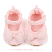 Sandália Bebê Princesa Laço Frontal Rosa - Boutique Baby Kids