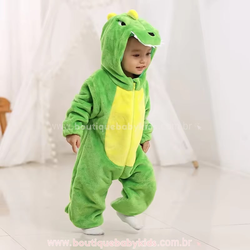 Macacão Bebê Fantasia Bichinho Dinossauro Verde - Boutique Baby Kids 