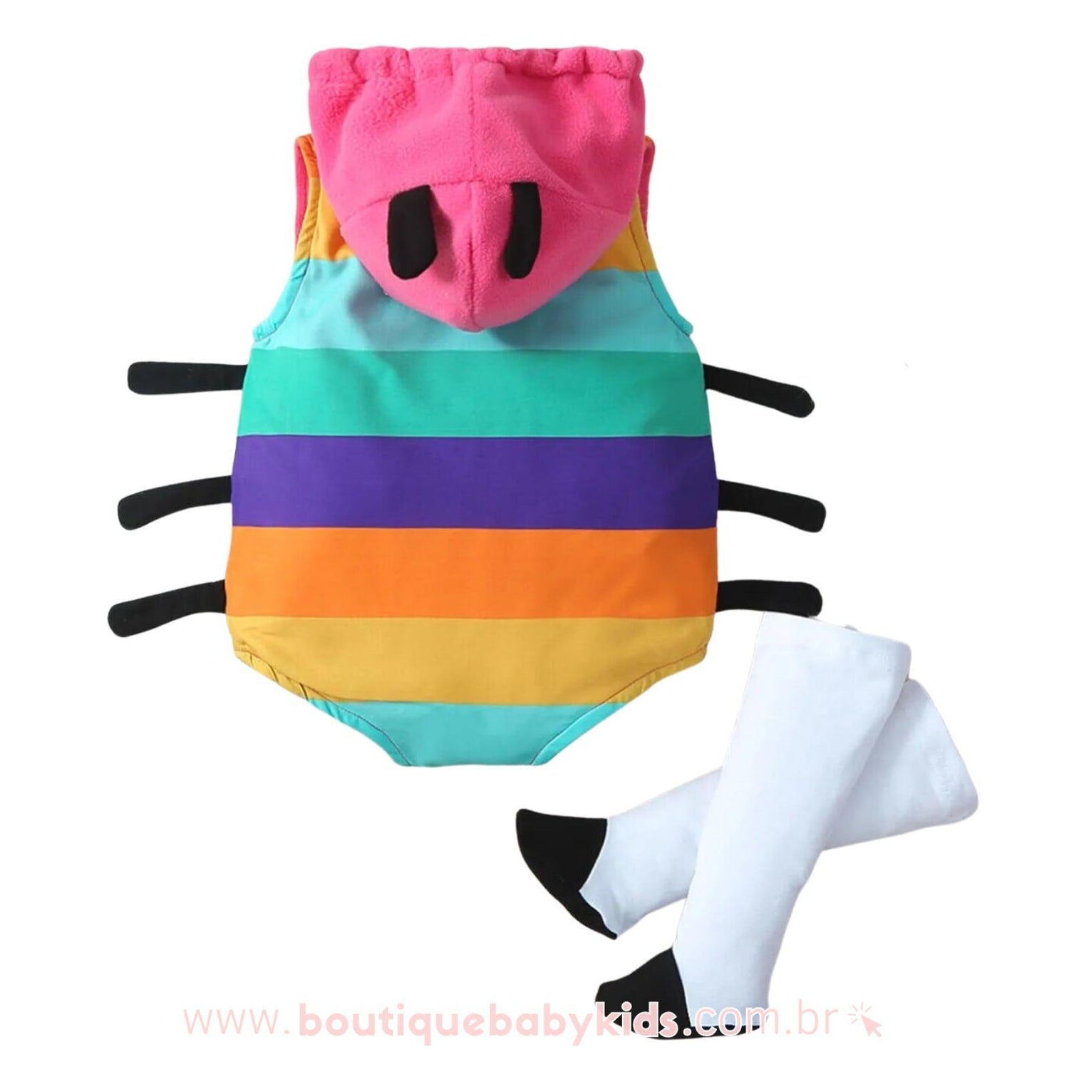 Body Bebê Fantasia Joaninha Multicor com Meia - Boutique Baby Kids
