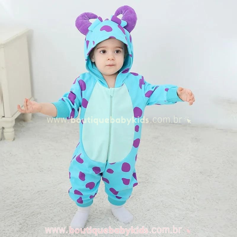 Macacão Bebê Fantasia Sulley Monstros S.A -  Boutique Baby Kids