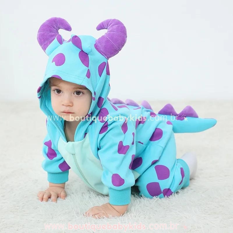 Macacão Bebê Fantasia Sulley Monstros S.A -  Boutique Baby Kids