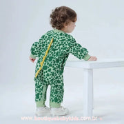 Macacão Bebê Fantasia Dino com Cauda 3D Verde - Boutique Baby Kids