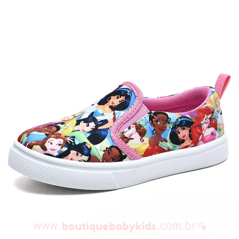 Tênis Infantil Slip On Princesas Disney Rosa - Boutique Baby Kids
