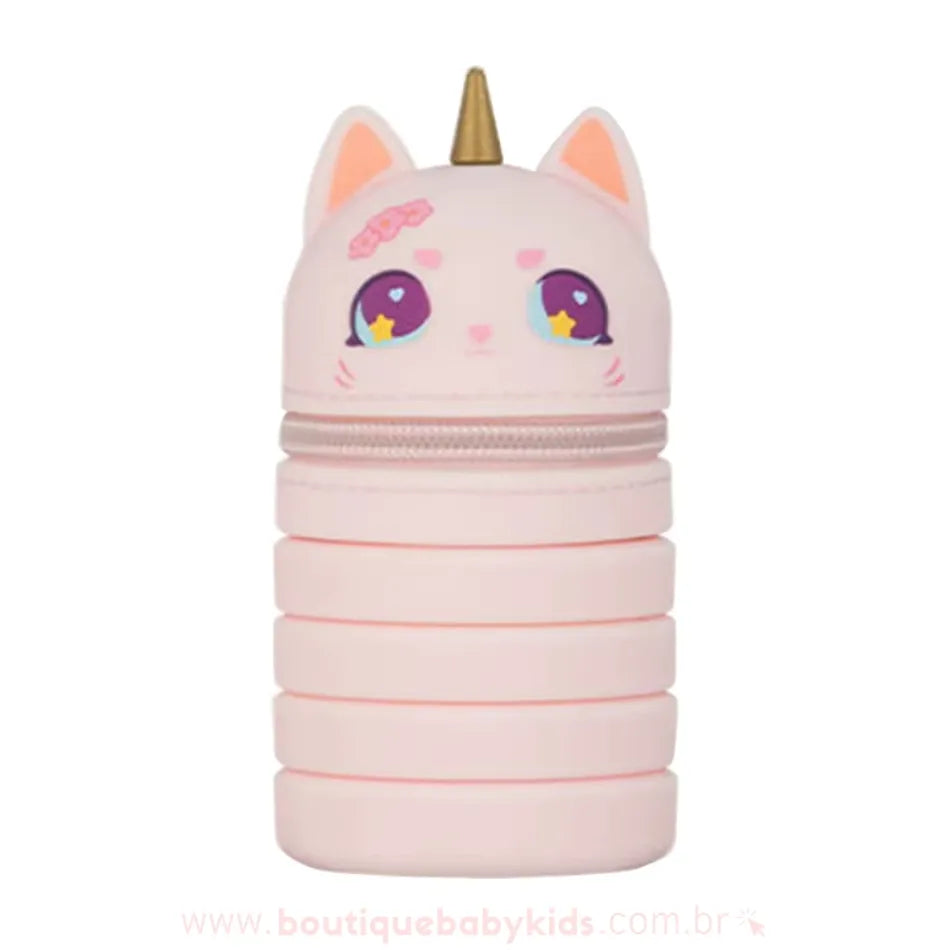 Estojo Escolar de Silicone Retrátil Gatocórnio Rosa - Boutique Baby Kids