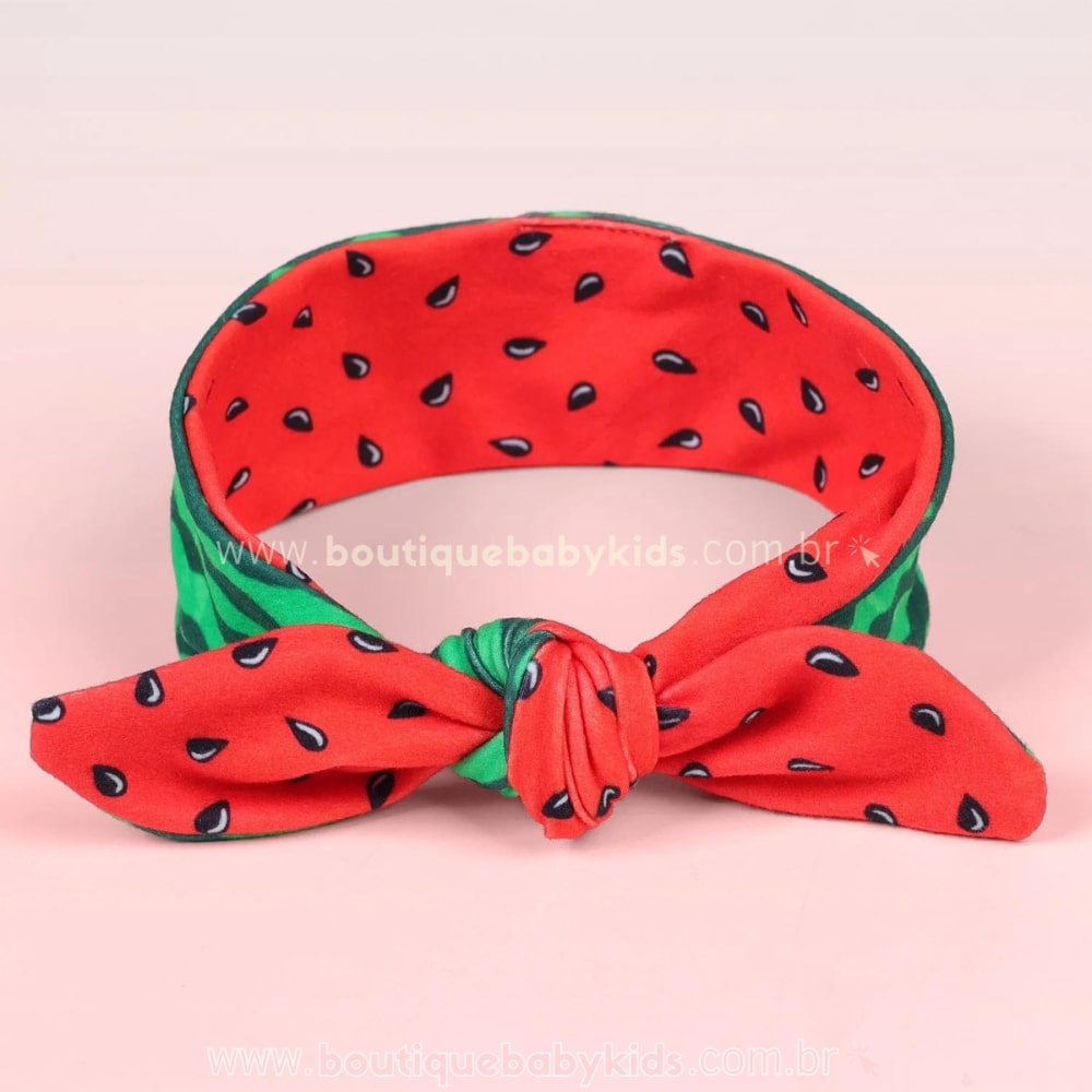 Faixa Bebê Temática Laço Melancia - Boutique Baby Kids